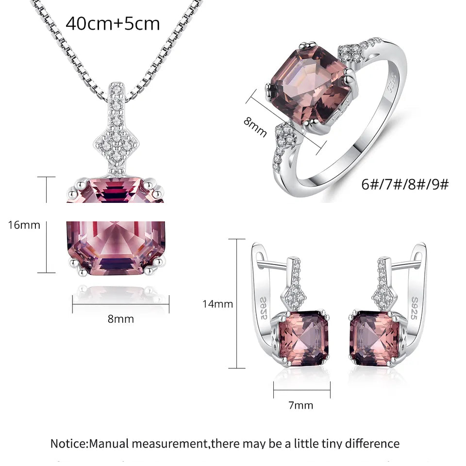 2021 Smoke end White Color Top Quality Diamond Gemstone.  Women 925 Sterling Silver Jewelry Set