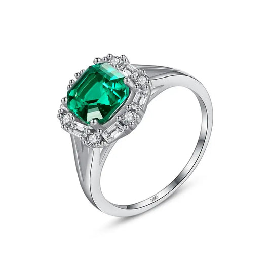 Genuine 925 Sterling Silver Emerald Rings with Green Gemstone Rings Women Customized Ring Gift