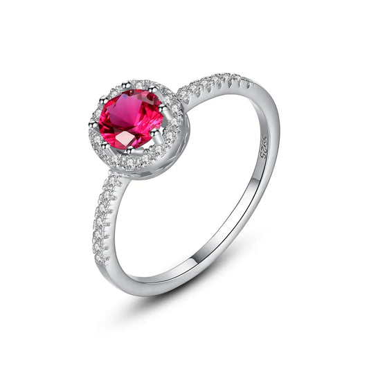 Tiny CZ Paved Fashionable Women Design Jewelry Wholesale Luxury S925 Silver Ruby Gemstone Ring